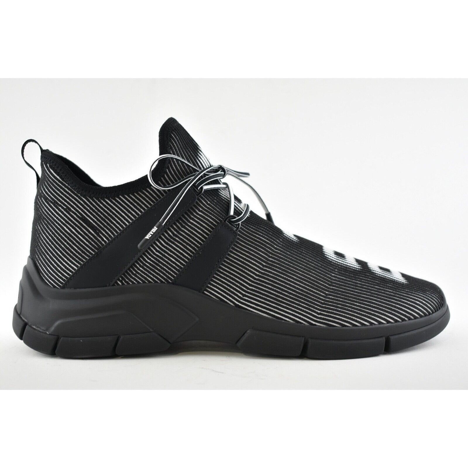 Prada Prada Logo Knit Row Sock Black White Low Flat Trainer Size US 11 / EU 44 - 3 Thumbnail