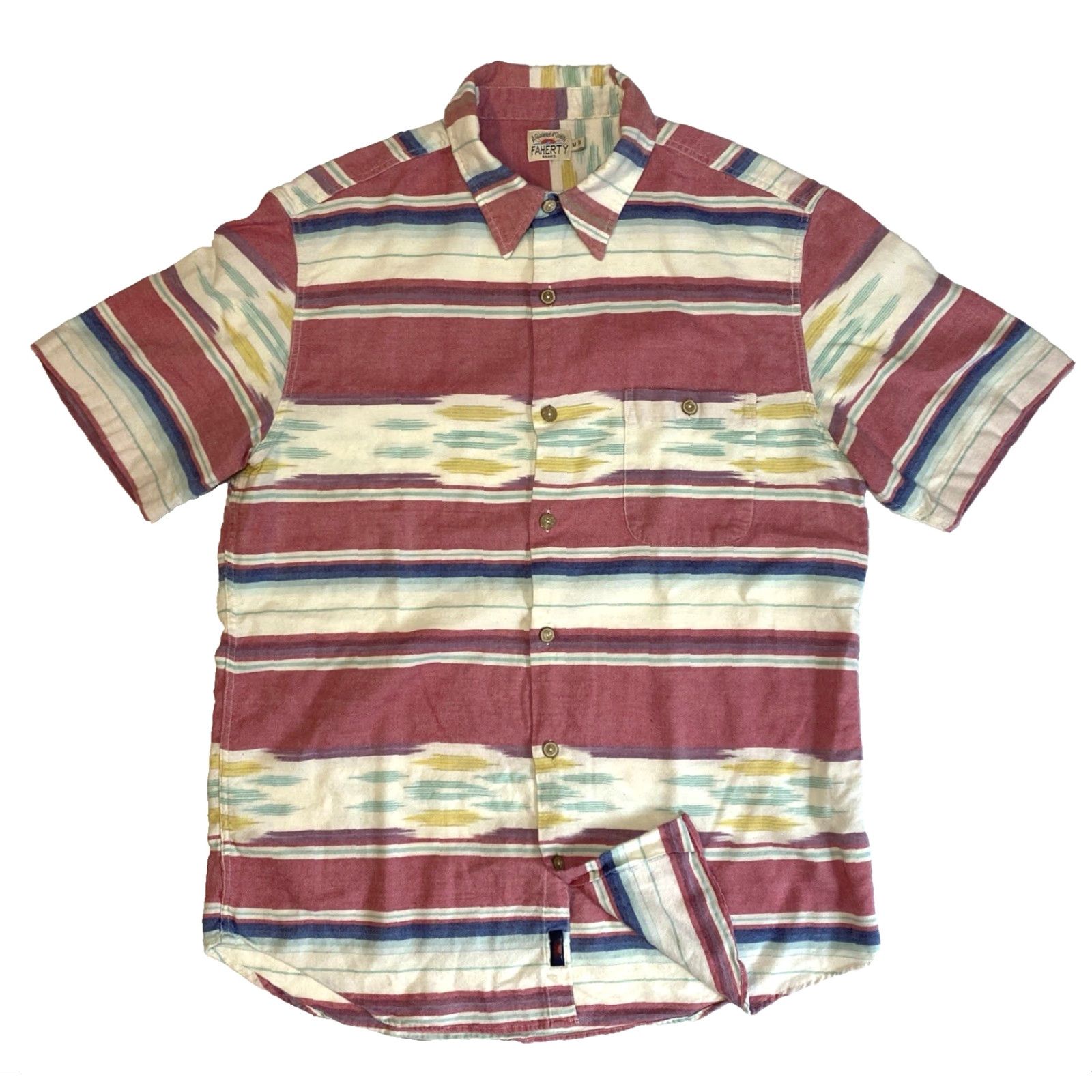 Faherty Men's Faherty Short Sleeve Coast Shirt in Native Ikat Sz M Size US M / EU 48-50 / 2 - 2 Thumbnail