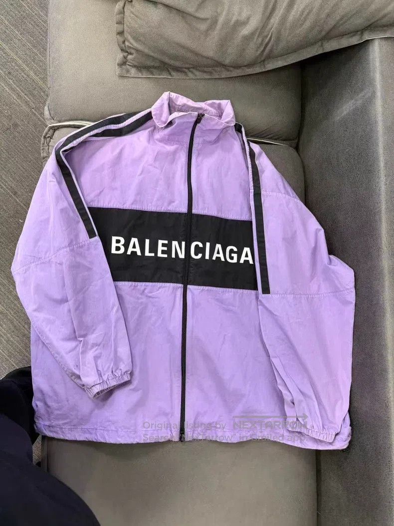 Balenciaga Balenciaga Eggplant Purple Letter Patchwork Zip Windbreake Size XS / US 0-2 / IT 36-38 - 1 Thumbnail