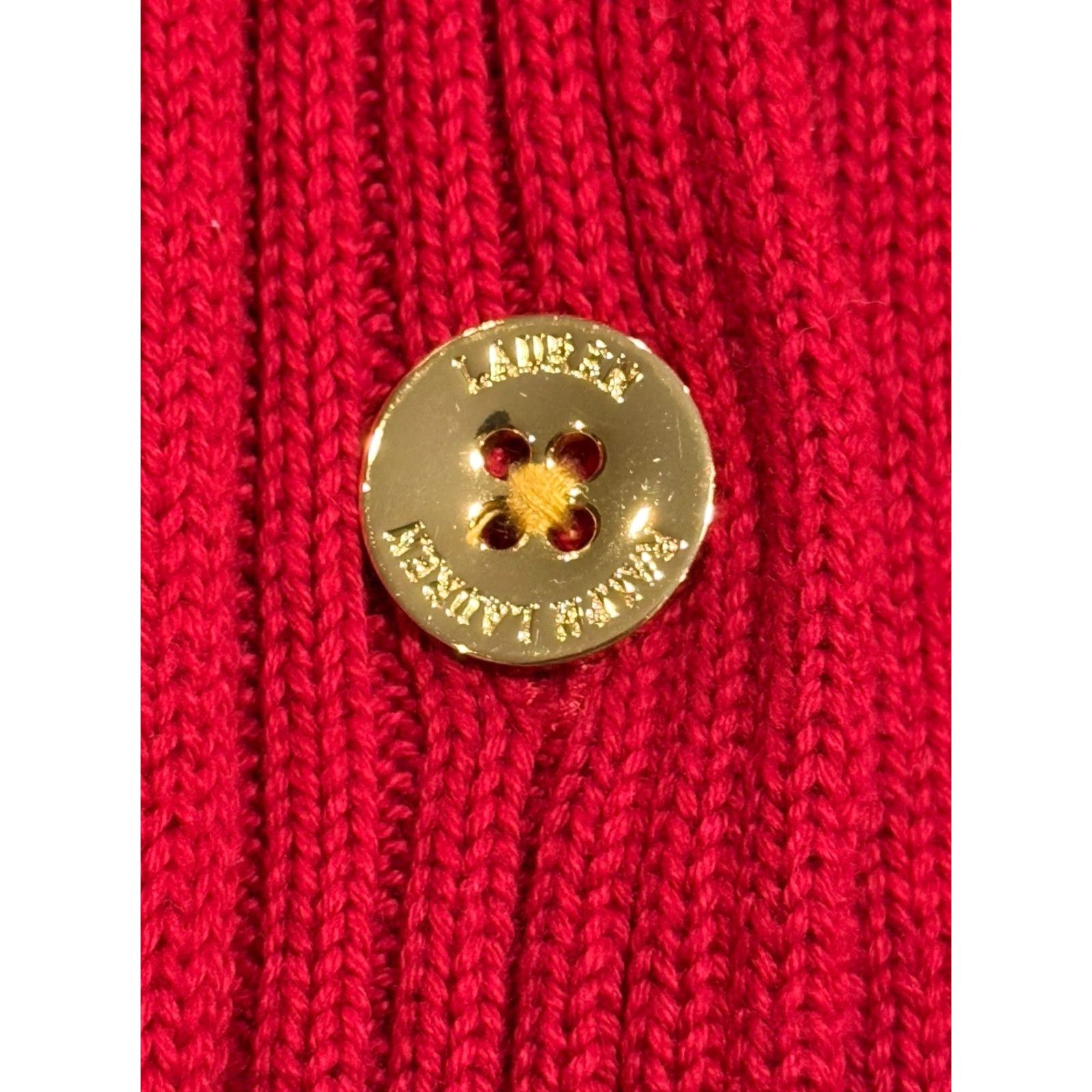 Ralph Lauren VINTAGE Ralph Lauren Cardigan Women 3XL Red 100% Cotton Knit Long Sleeve High Neck Gold Buttons Size XXL / US 16-18 / IT 52-54 - 2 Thumbnail