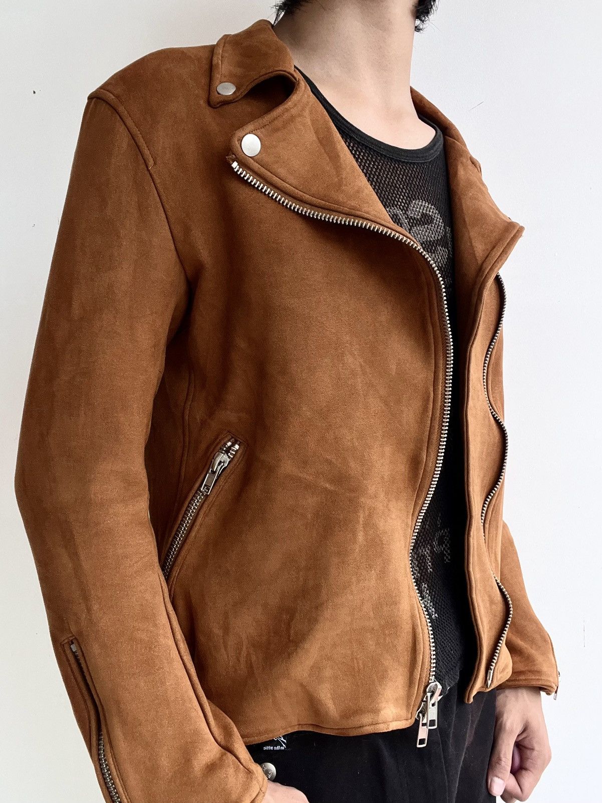 Japanese Brand 2000s CavariA Avant-Gard Suede Biker Jacket Size US M / EU 48-50 / 2 - 2 Thumbnail