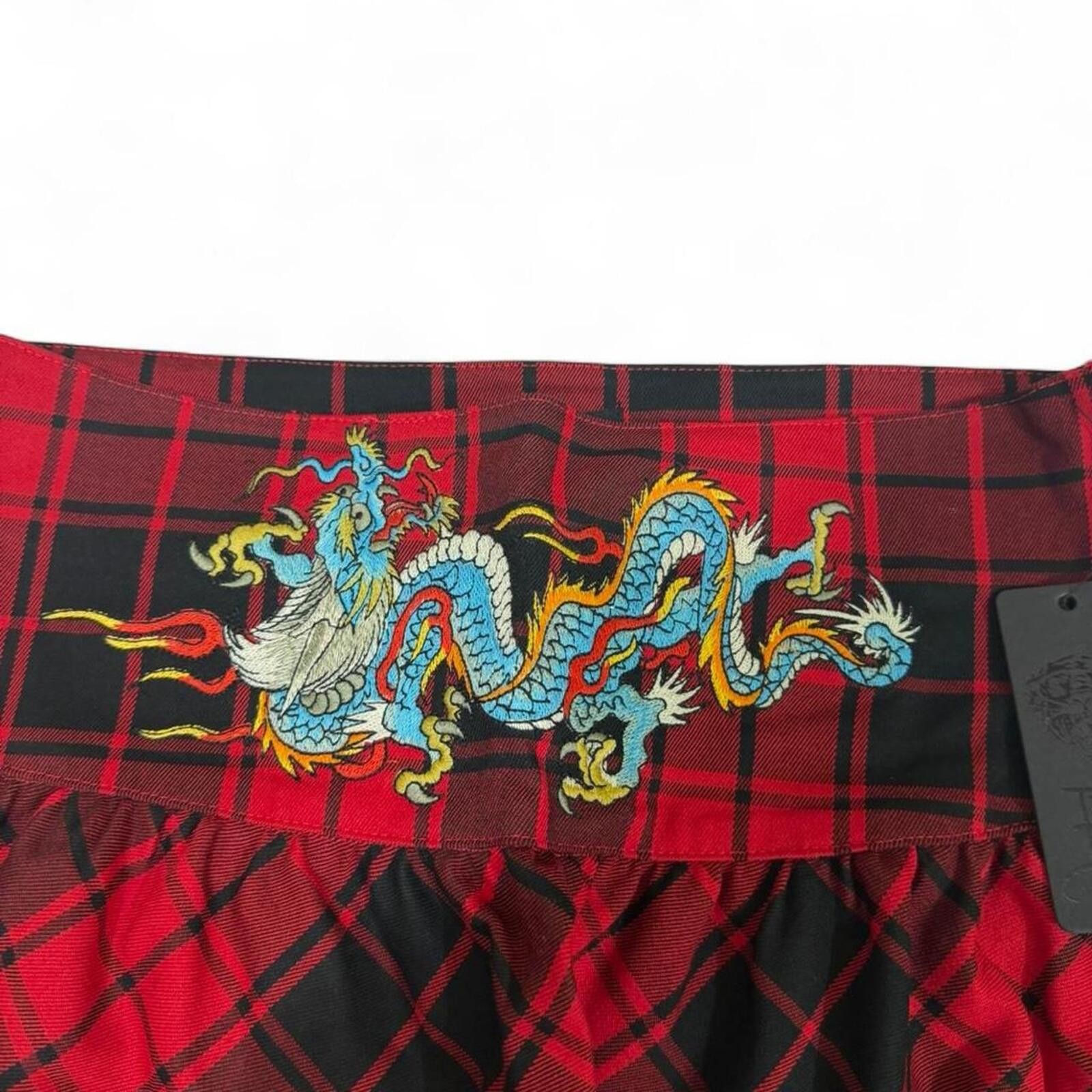 Ed Hardy Ed Hardy red plaid shorts with dragon design Size 31" - 2 Thumbnail