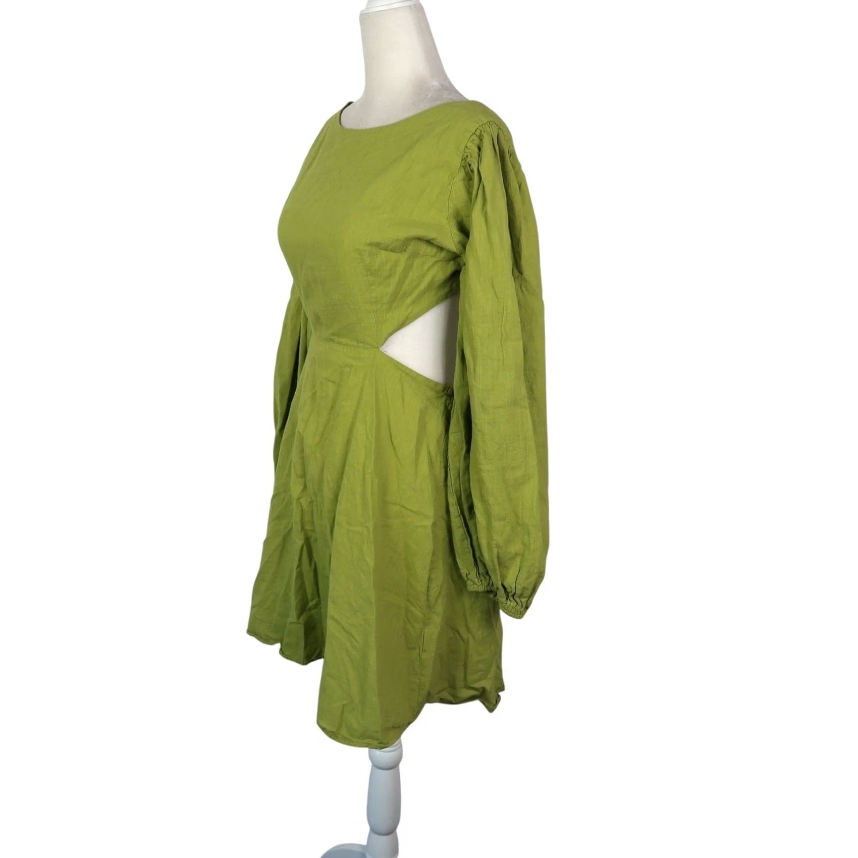 Vintage VINTAGE Reverse Balloon Sleeve Open Back Mini Dress XL Green Women's Short Dress Size XL / US 12-14 / IT 48-50 - 3 Thumbnail
