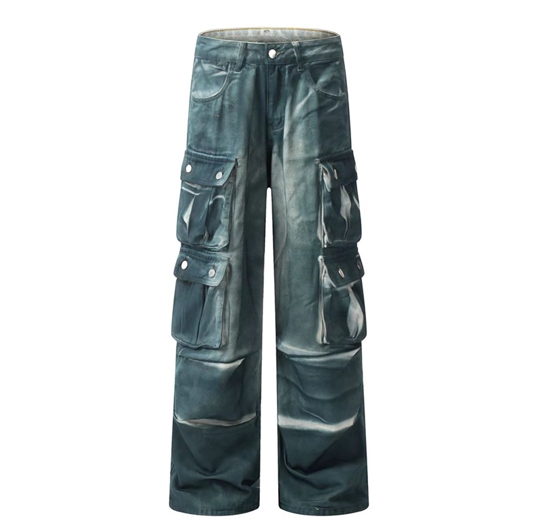 Jean × Vintage Retro Tie Dye Gradual Change Gradient Cargo Jeans Size US 30 / EU 46 - 5 Thumbnail