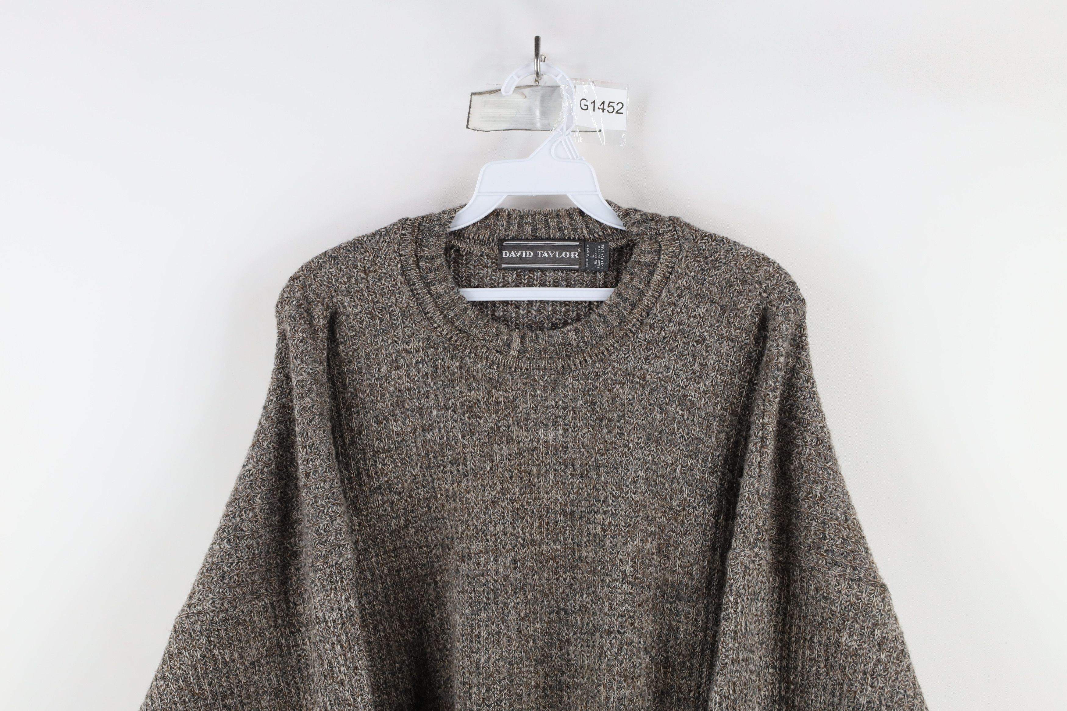Vintage Vintage 90s Streetwear Ribbed Crewneck Sweater Brown USA Size US L / EU 52-54 / 3 - 2 Thumbnail