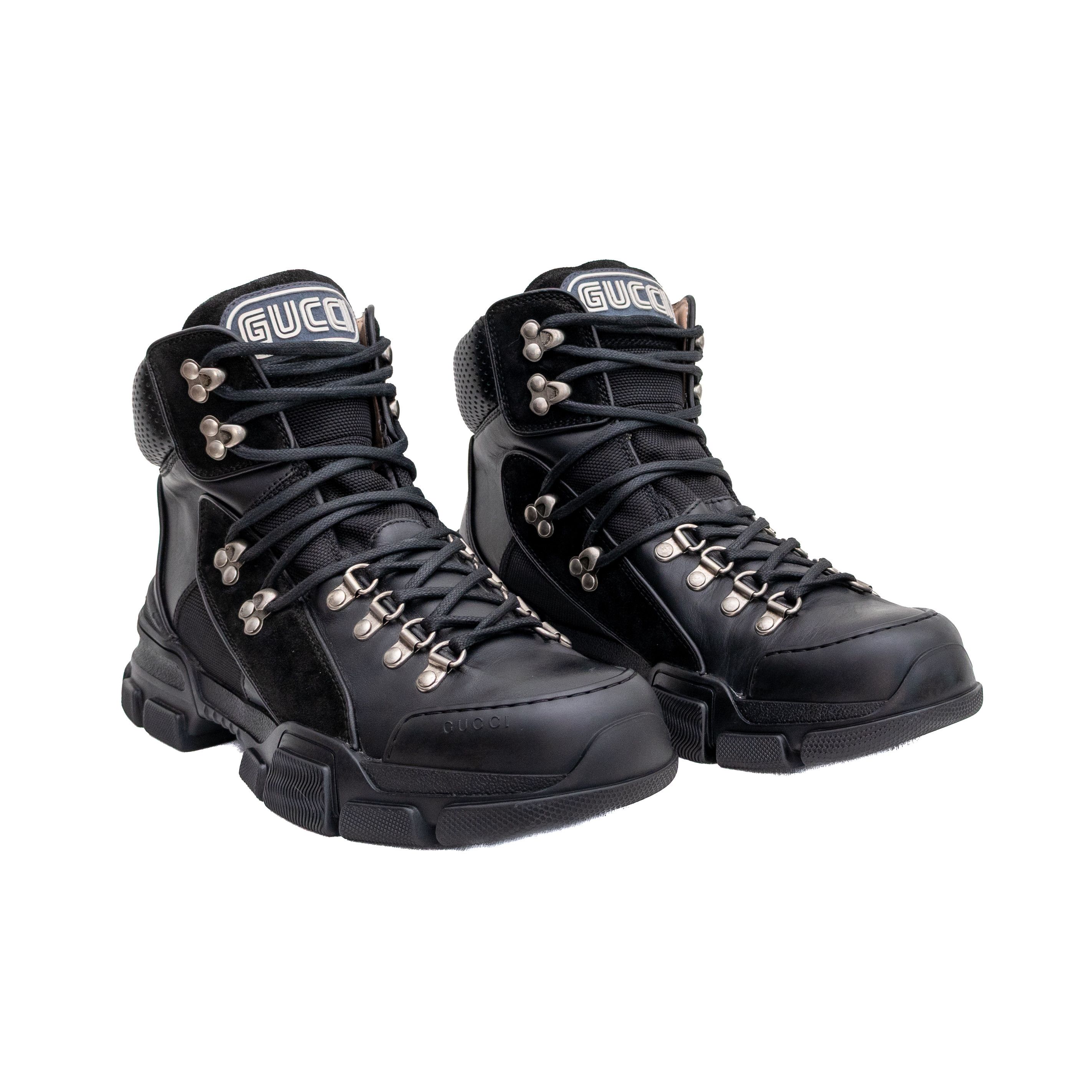 Gucci Gucci Flashtrek Black Leather High Top Hiking Boots SZ 8 Size US 8 / EU 41 - 1 Thumbnail