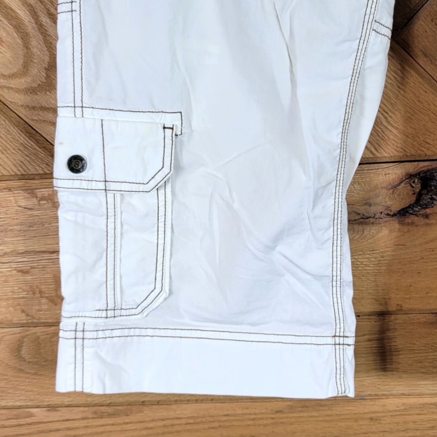 Vintage Sahalie Capri Pants M Drawstring White Brown Stitching Size 32" / US 10 / IT 46 - 5 Thumbnail