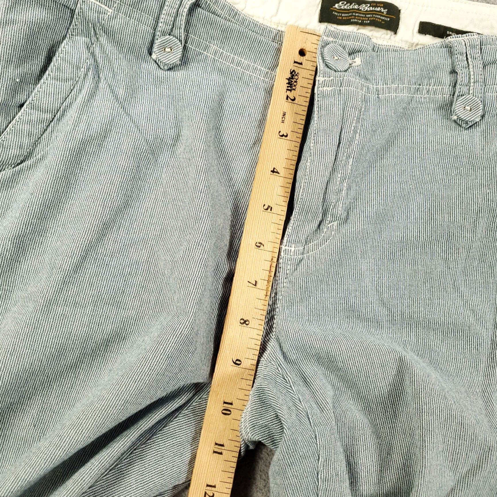 Eddie Bauer Eddie Bauer Pants Womens 10 Capri Flat Front Pockets Striped Blue White Hickory Sleeve? (Wait) Size 32" / US 10 / IT 46 - 3 Thumbnail