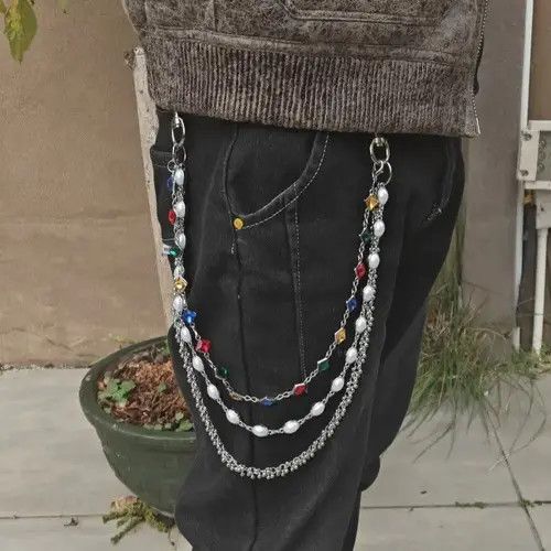 VIBE Delicate Color Rhinestone 3 Layers Pearl Pants Chain Size ONE SIZE - 1 Thumbnail