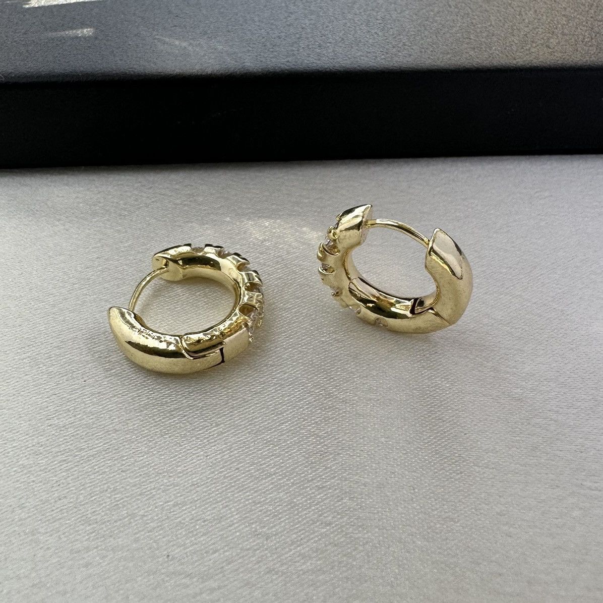 Designer 17mm CZ Cubic Zirconia Gold Hoop Earrings for Women Size ONE SIZE - 3 Thumbnail