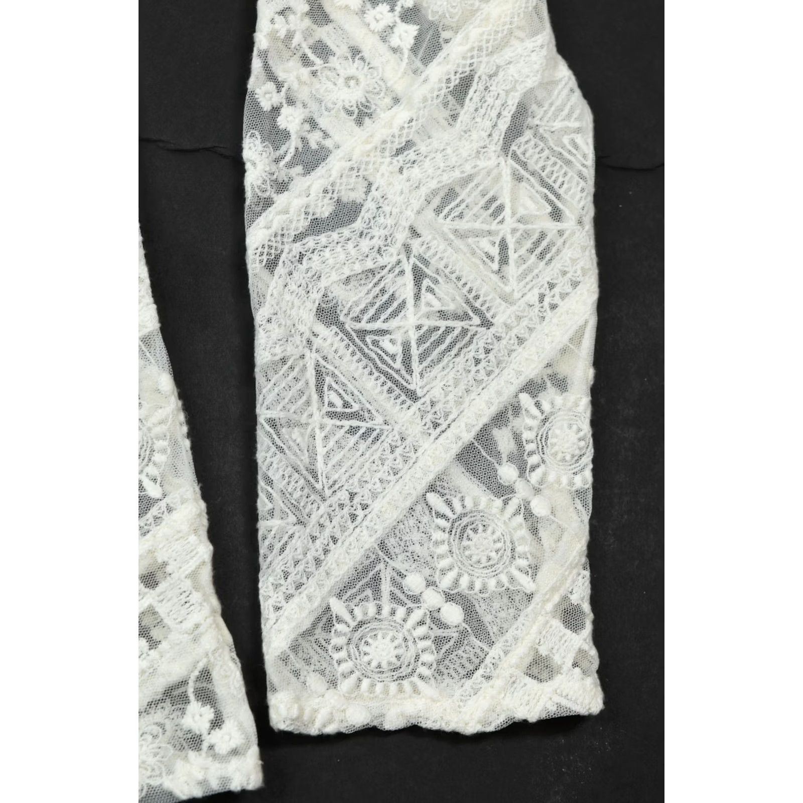 Vintage Sundance Blouse Top Womens M Ivory Floral Lace Crochet Long Sleeve Shirt Size M / US 6-8 / IT 42-44 - 5 Thumbnail