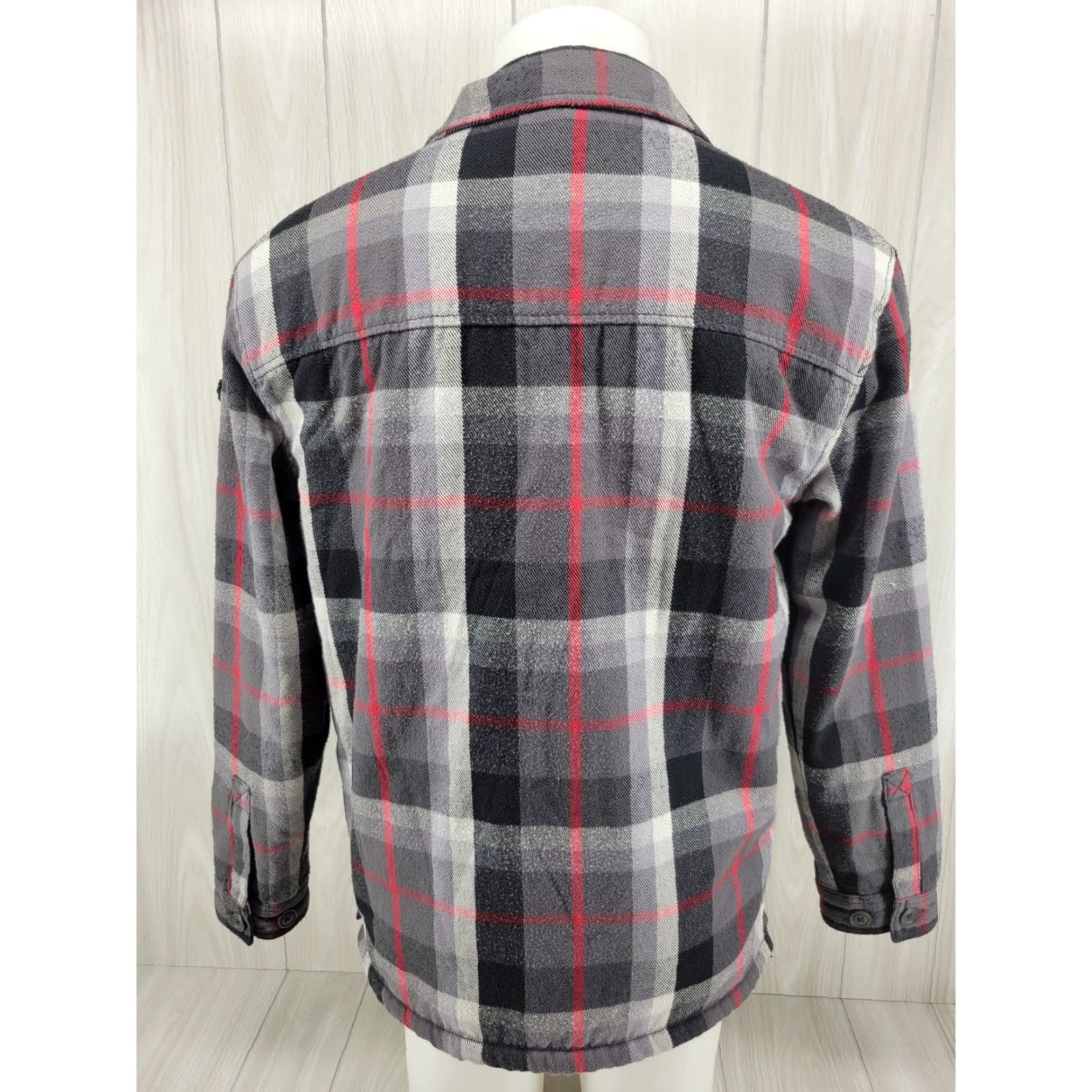 Aeropostale Aeropostale Flannel Jacket Men's Small Sherpa Lined Gray & Black Plaid Shirt Button-Up Hooded Pockets Fall Winter Multicolor Regular Size US S / EU 44-46 / 1 - 6 Thumbnail