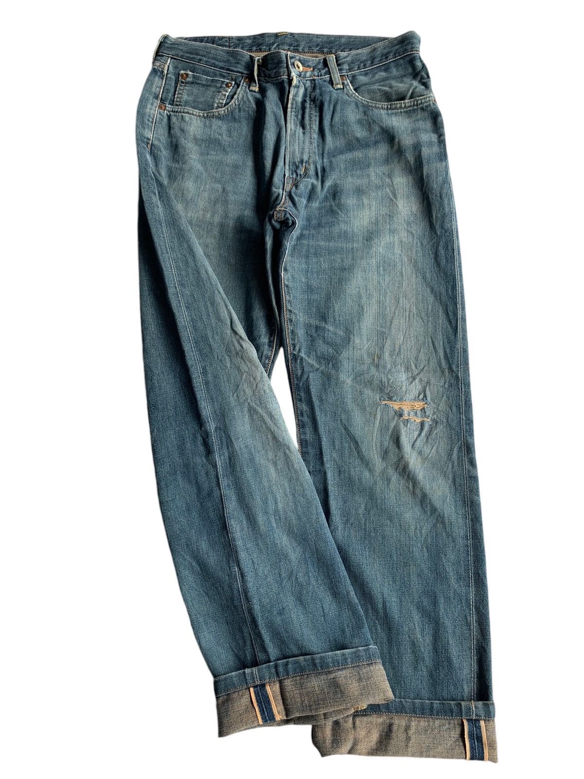 Edwin × Jean EDWIN 505X SELVEDGE DISTRESSED DENIM☠️ Size US 31 - 6 Thumbnail