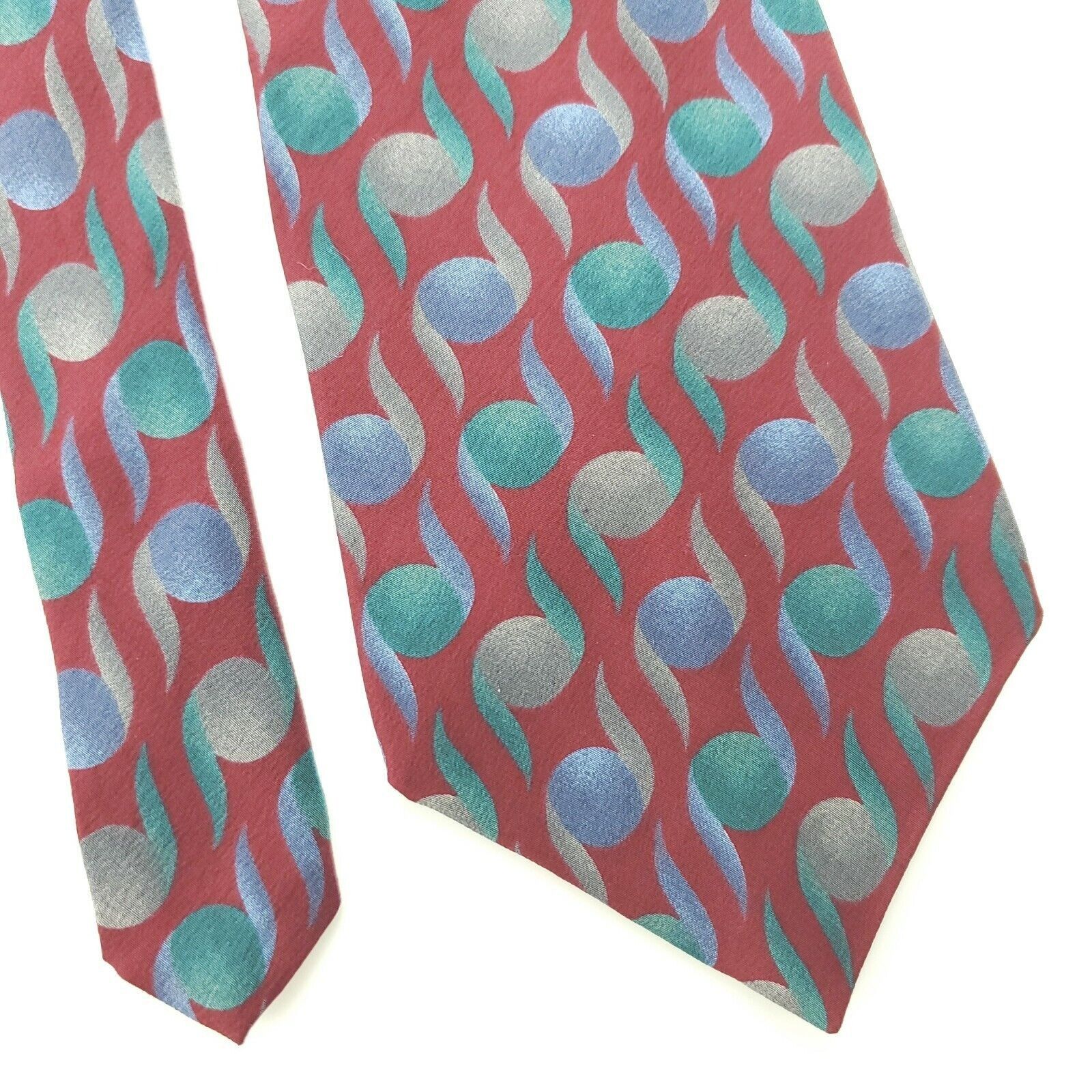 Alexander Julian Alexander Julian Colours Red Abstract Silk Tie Short Wide Size ONE SIZE - 1 Thumbnail