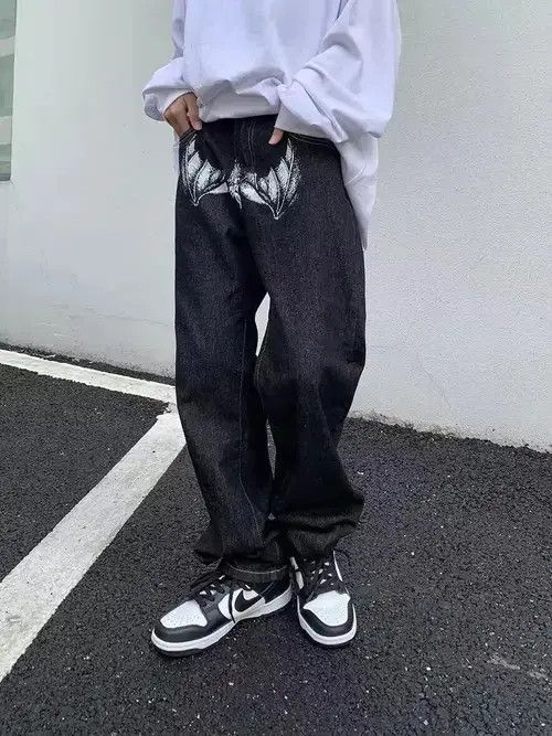 Japanese Brand × Jean Retro washed weird skull print straight jeans Size US 32 / EU 48 - 3 Thumbnail
