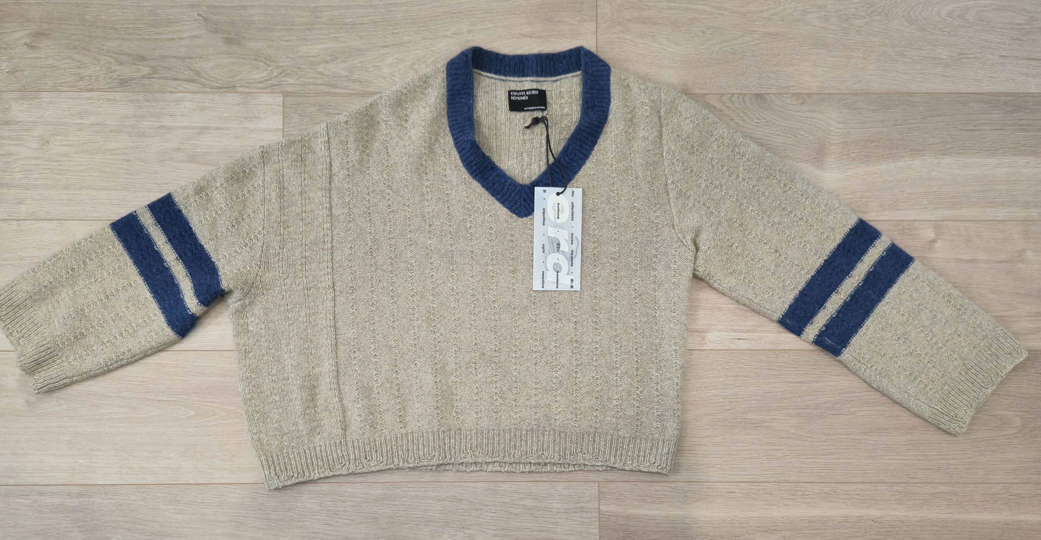 Enfants Riches Deprimes ERD Asymmetric Striped Brushed-Cashmere Sweater Size US M / EU 48-50 / 2 - 1 Thumbnail