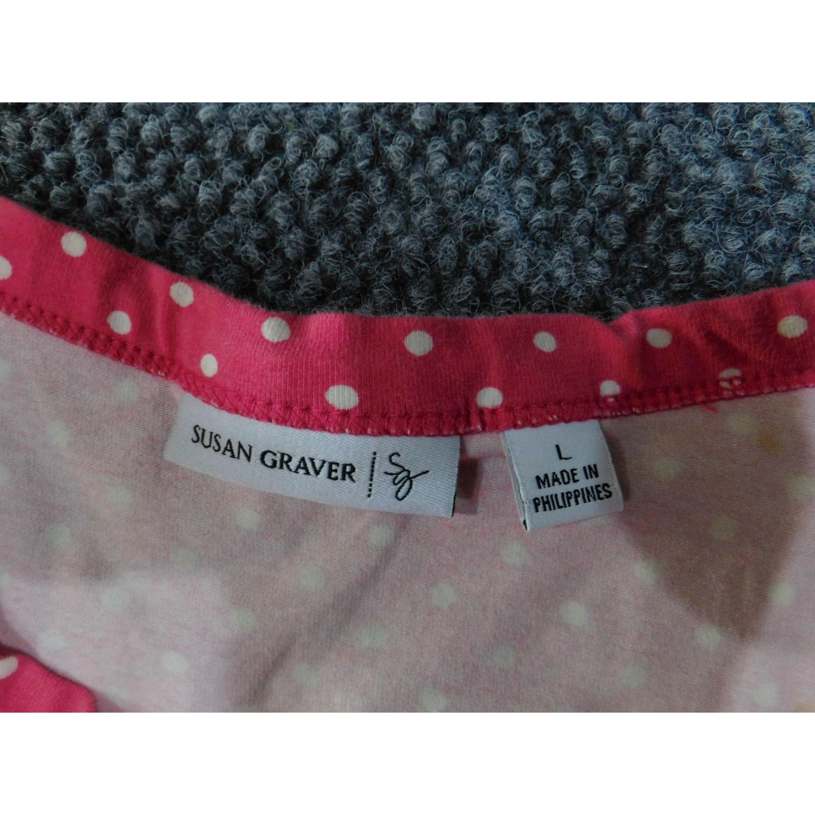 Vintage Susan Graver Shirt Womens Large Pink White Polka Dot Button Front Long Sleeve Size L / US 10 / IT 46 - 6 Thumbnail
