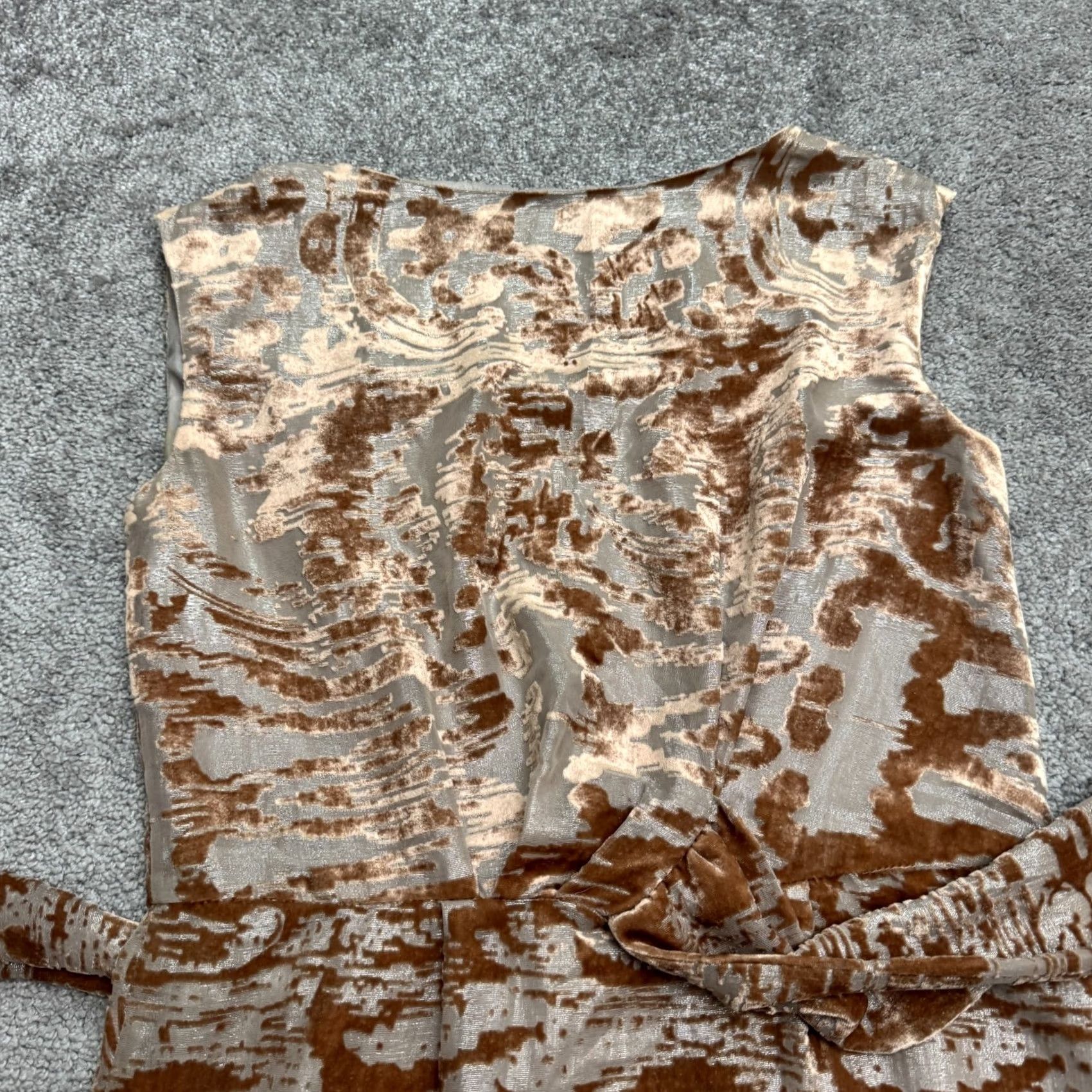 Vintage VINTAGE Cynthia Steffe Silk Blend Burnout Velvet Metallic Draped Mini Dress Womens 0 Size XS / US 0-2 / IT 36-38 - 3 Thumbnail
