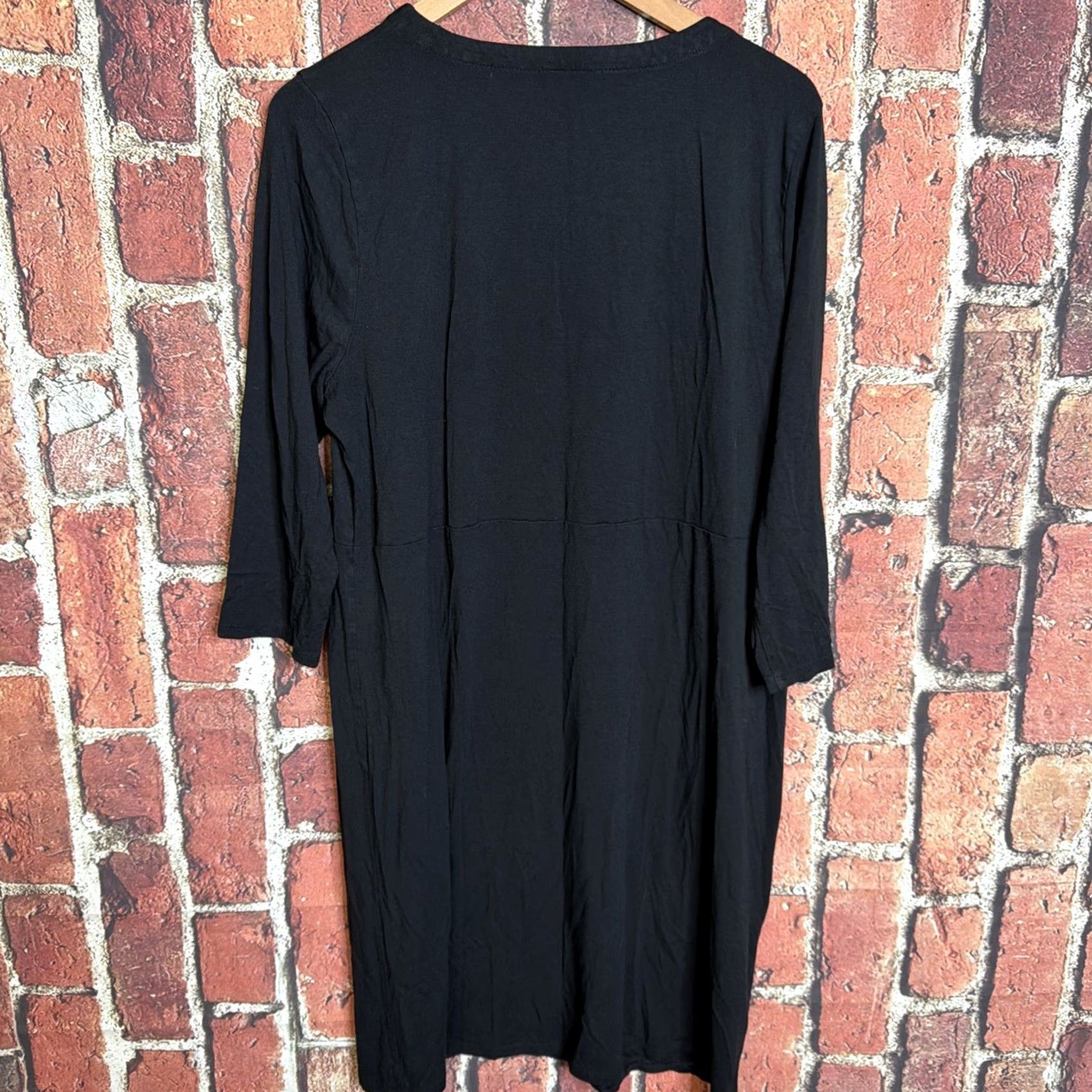 J. Jill J. Jill Wearever Collection Women's L Black Jersey Shift Tunic Dress V-Neck Midi Casual Travel Size L / US 10 / IT 46 - 3 Thumbnail