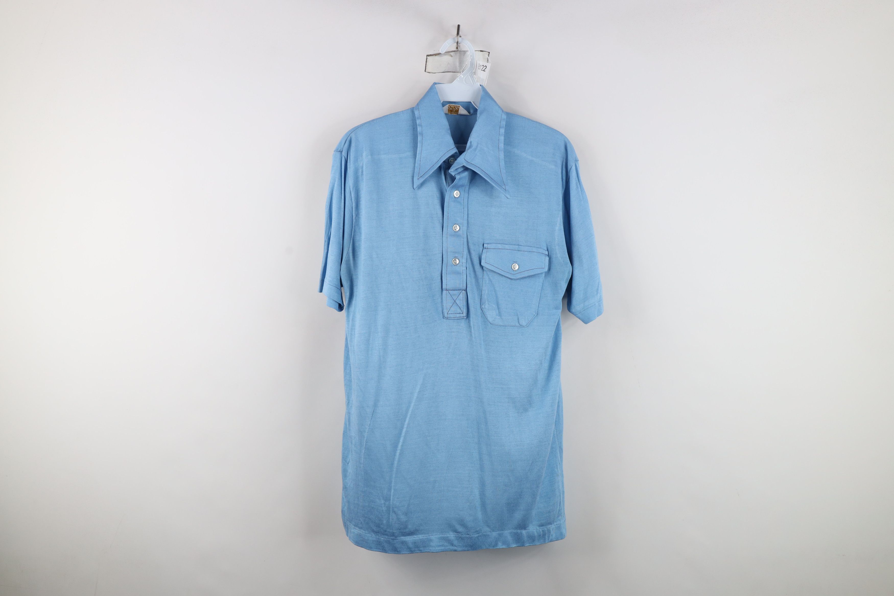 Vintage Vintage 60s 70s Streetwear Knit Collared Polo Shirt Blue USA Size US S / EU 44-46 / 1 - 1 Thumbnail