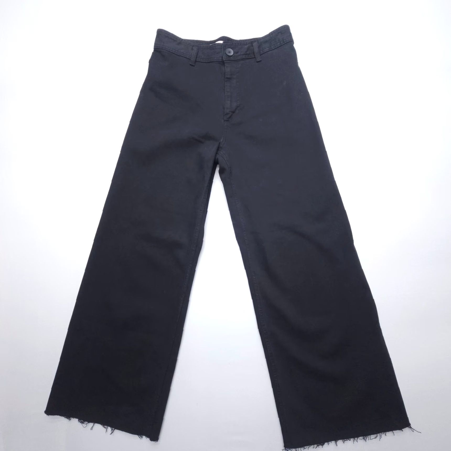 Zara Zara Black High Rise Wide Leg Jeans Size 10 29" Inseam Boho Bohemian 5-Pocket Regular Denim Cotton Nights? Size 32" / US 10 / IT 46 - 2 Thumbnail