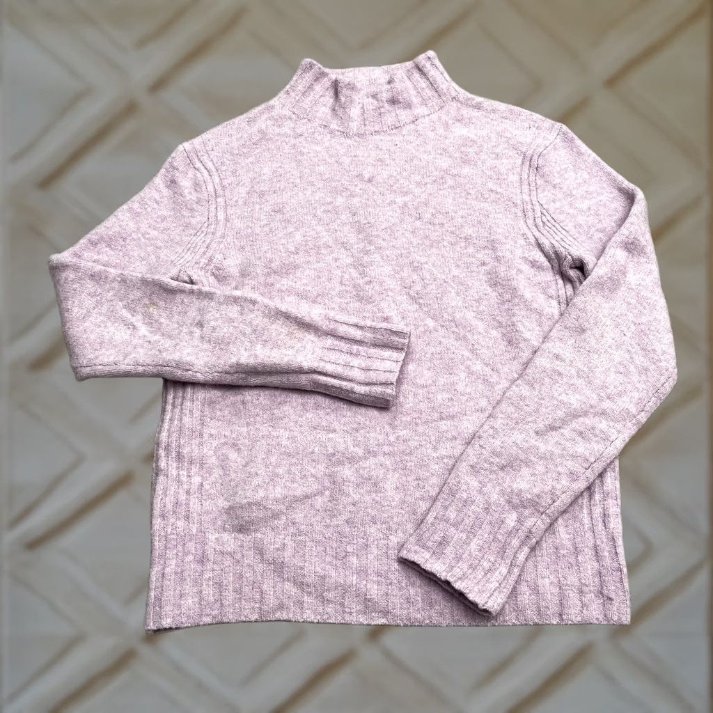 J.Crew J.Crew Pullover Sweater Women Small Purple Mock Neck Wool Blend Casual Knit Sweatshirt Size S / US 4 / IT 40 - 1 Thumbnail