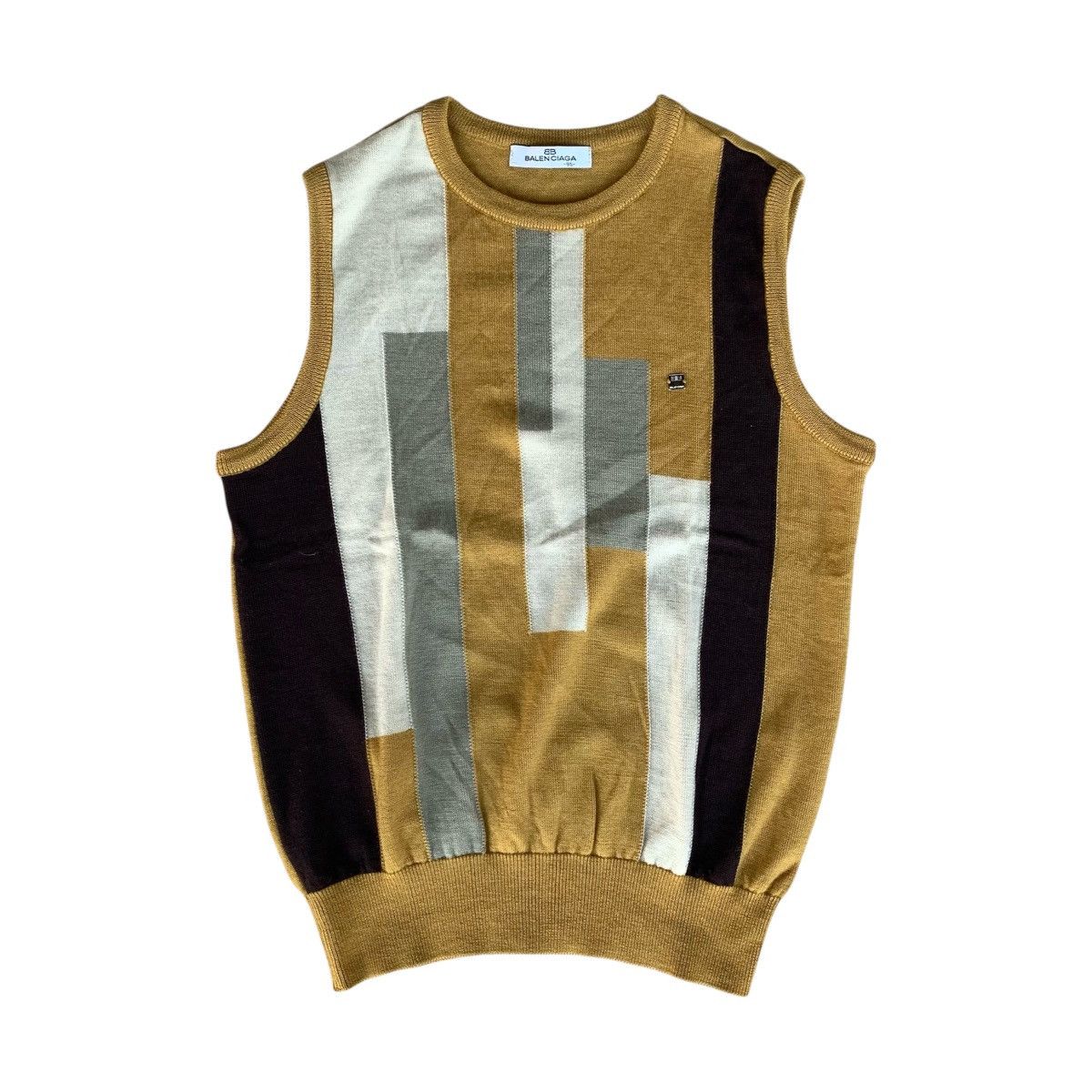 Balenciaga Vtg 90s Balenciaga Vest Knit Geometrical Small Logo Size US M / EU 48-50 / 2 - 1 Thumbnail
