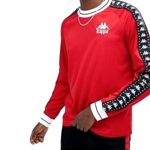 Kappa Kappa Men Red Banda Long Sleeve Shirt White Logo Taped Sleeves Stars Size M Size US M / EU 48-50 / 2 - 2 Thumbnail