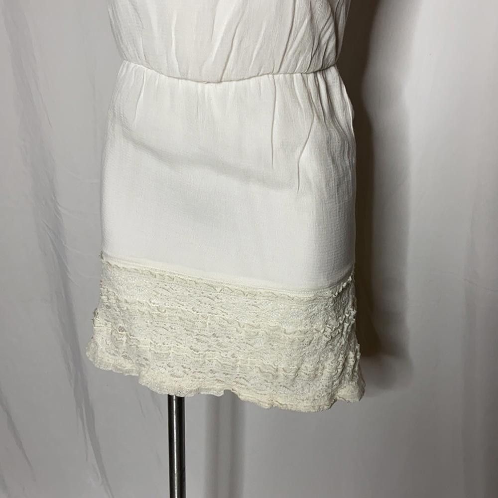 Designer Lily Rose Off-White Mini Dress Lace Bottom Hem, S Size S / US 4 / IT 40 - 3 Thumbnail