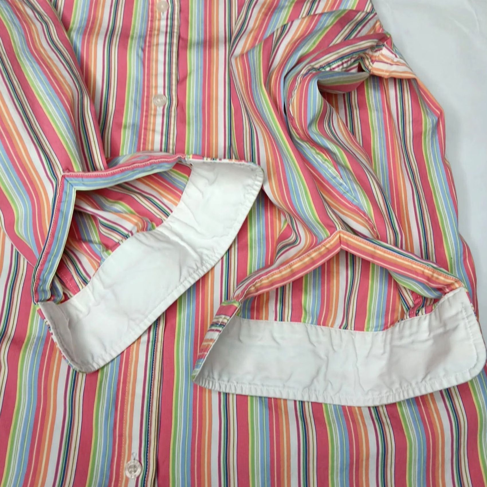Ralph Lauren Lauren Ralph Lauren Blouse Shirt Women S Multicolor Striped 3/4 Sleeve Button Up Top Pink White Cuffs Foldable LRL Logo XS- Regular Mens? Womens Size S / US 4 / IT 40 - 7 Thumbnail