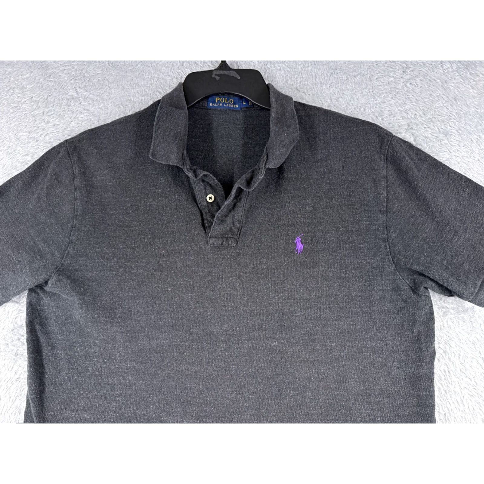Ralph Lauren VINTAGE Polo Ralph Lauren Polo Shirt Mens Large Gray Short Sleeve Cotton Knit Pony Logo Size US L / EU 52-54 / 3 - 4 Thumbnail