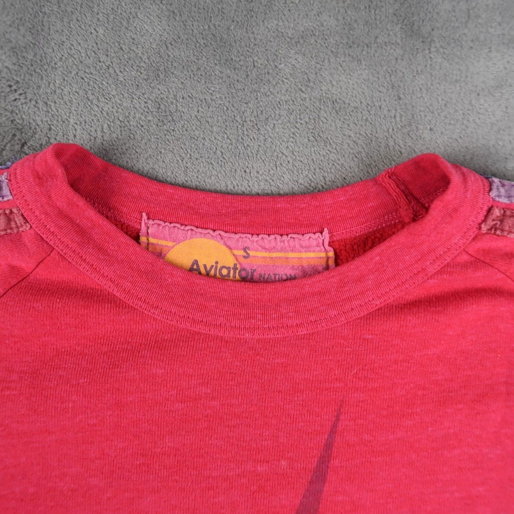 Aviator Nation AVIATOR NATION Sweatshirt Pullover Women S Pink USA Made Cotton Blend Raglan Logo Crew Neck Small Activewear Vol. USA Womens Size S / US 4 / IT 40 - 6 Thumbnail