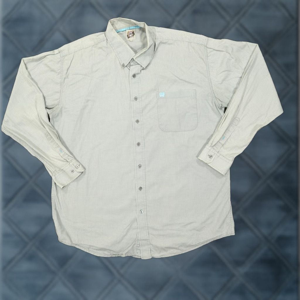 Logo 7 Cinch Shirt Mens XL Gray Micro Dot Button Down Long Sleeve Cotton Western Logo Size US XL / EU 56 / 4 - 1 Thumbnail