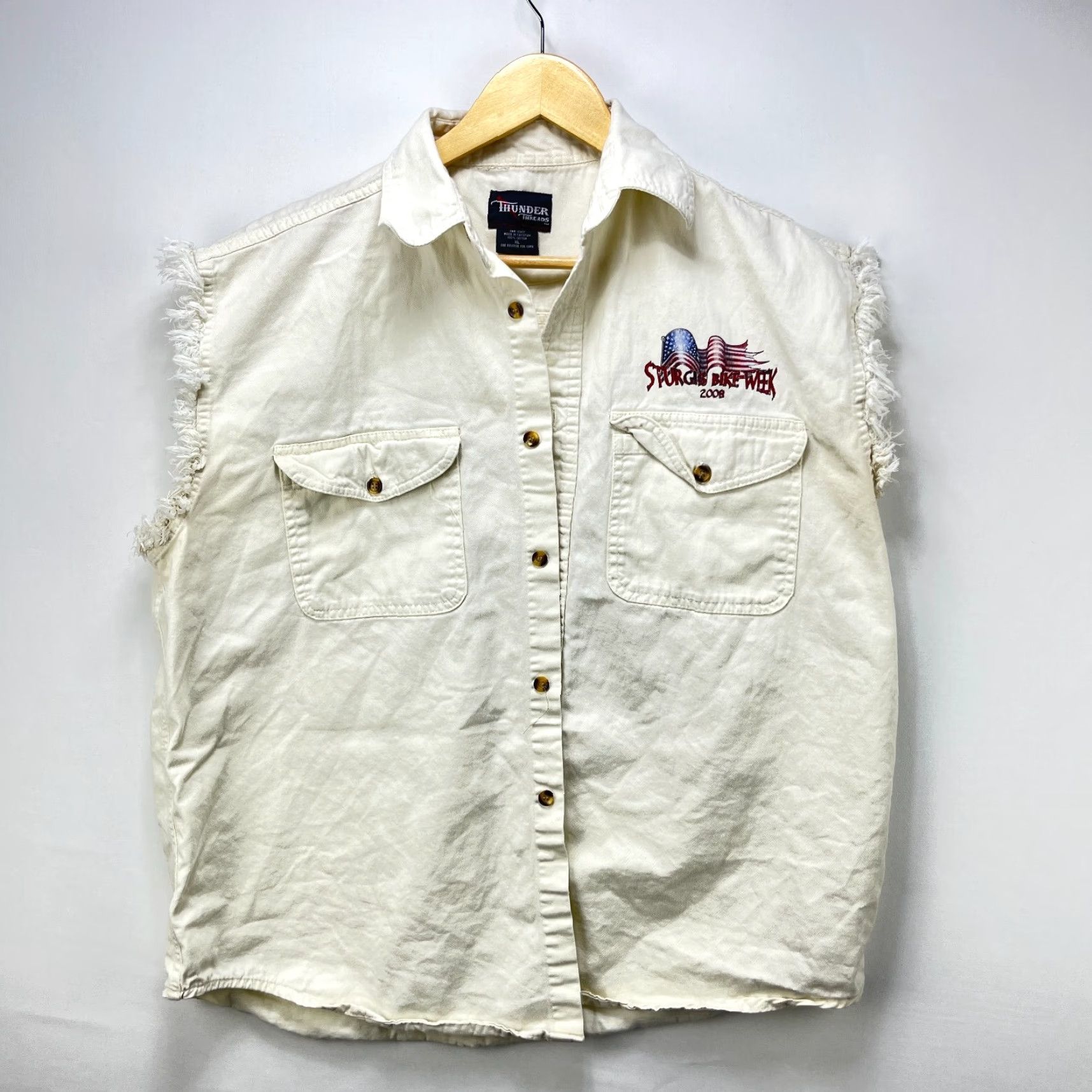Harley Davidson VINTAGE Harley-Davidson Y2K Sturgis Bike Week Flames Sleeveless Button Up Shirt USA XL Bi Size US XL / EU 56 / 4 - 4 Thumbnail