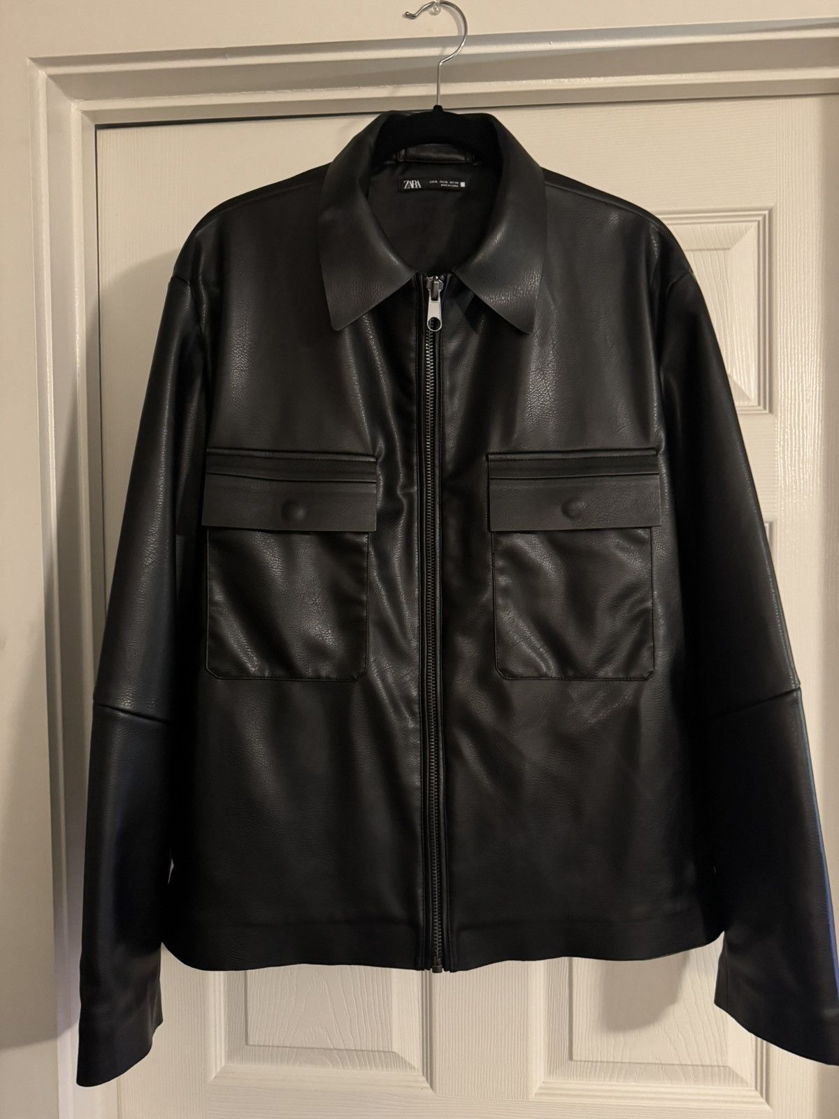 Zara Zara Black Leather Jacket Size US XL / EU 56 / 4 - 1 Thumbnail