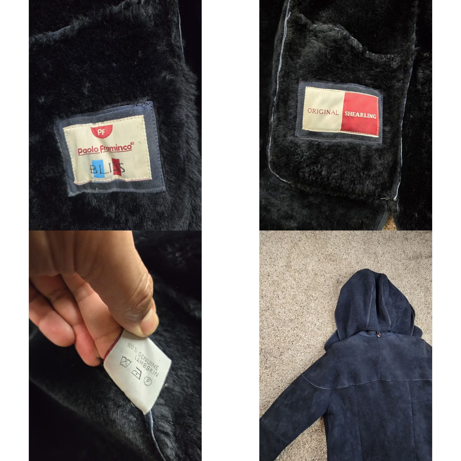 Vintage VINTAGE Paolo Framinco Shearling Car Coat XS Mens Blue Suede Hooded Heavyweight Coat Long Overcoat Wool Lining 90s Mens Size US XS / EU 42 / 0 - 9 Thumbnail