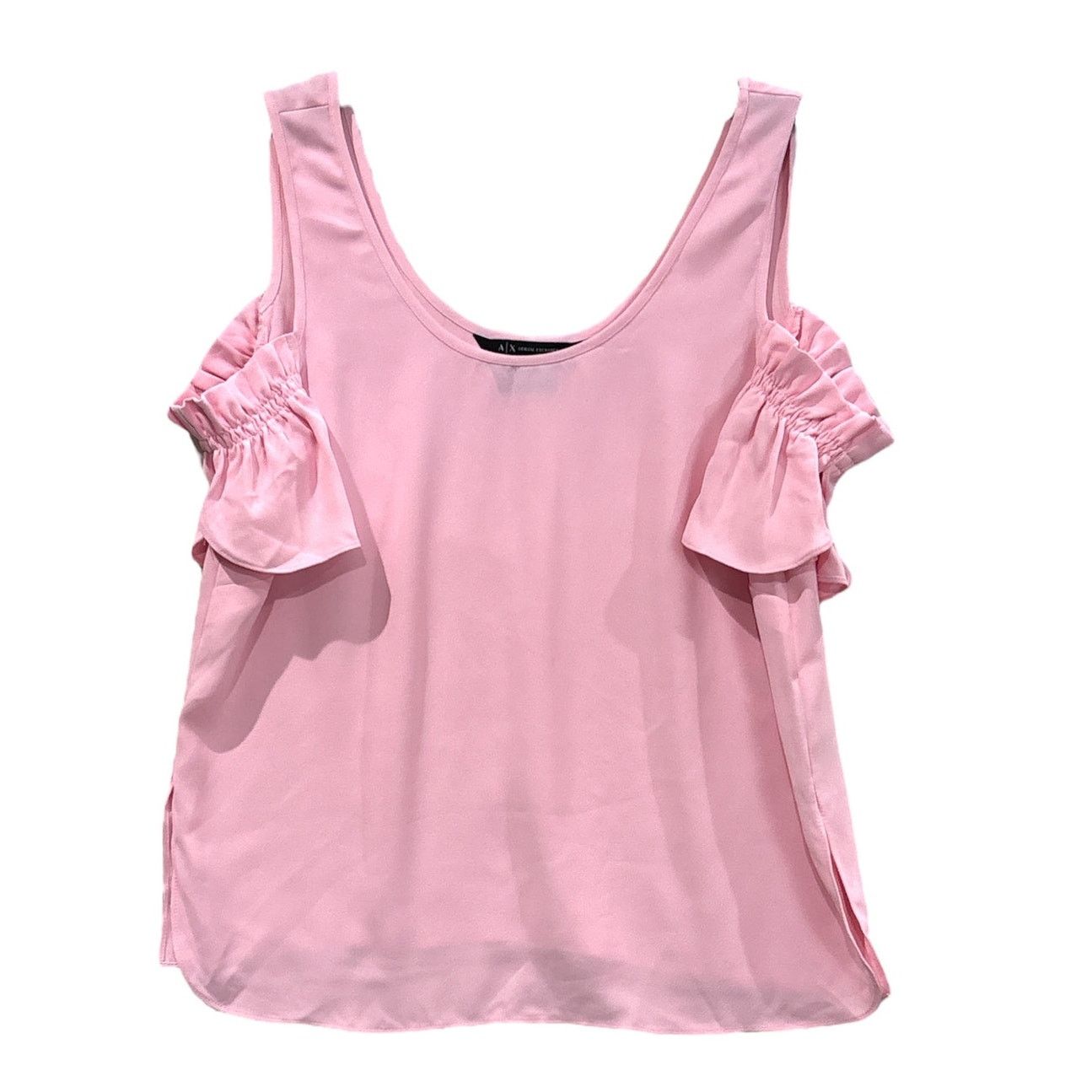 Armani Exchange ARMANI EXCHANGE Women's Pink Ruffle Cold Shoulder Top Size S / US 4 / IT 40 - 2 Thumbnail