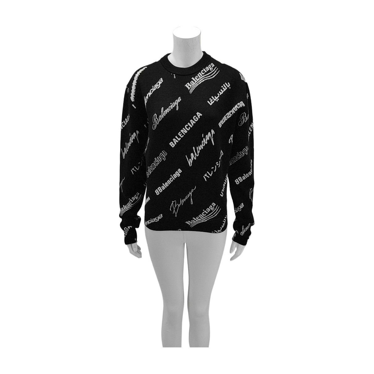 Balenciaga Balenciaga All-Over Logo Knit Sweater XS Size XS / US 0-2 / IT 36-38 - 1 Thumbnail