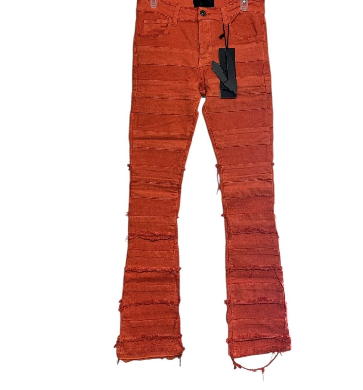 Valabasas Valabasas Stacked Distressed Denim Orange Patchwork Jeans Size US 30 / EU 46 - 2 Thumbnail