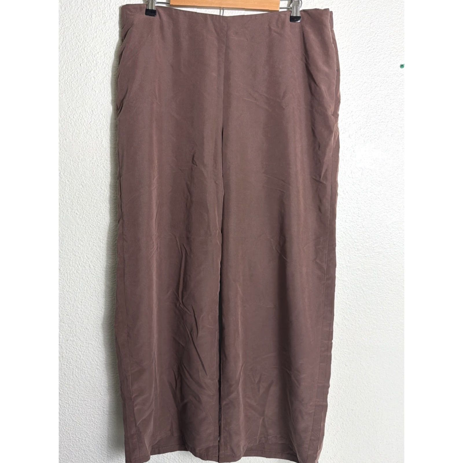 J. Jill J. Jill Womens Pants Chino Wide-Leg Brown Modal Size L Side Zip Womens Brown Wide-Leg Pant 36x28 12.5” Leg Size 36" / US 14 / IT 50 - 2 Thumbnail