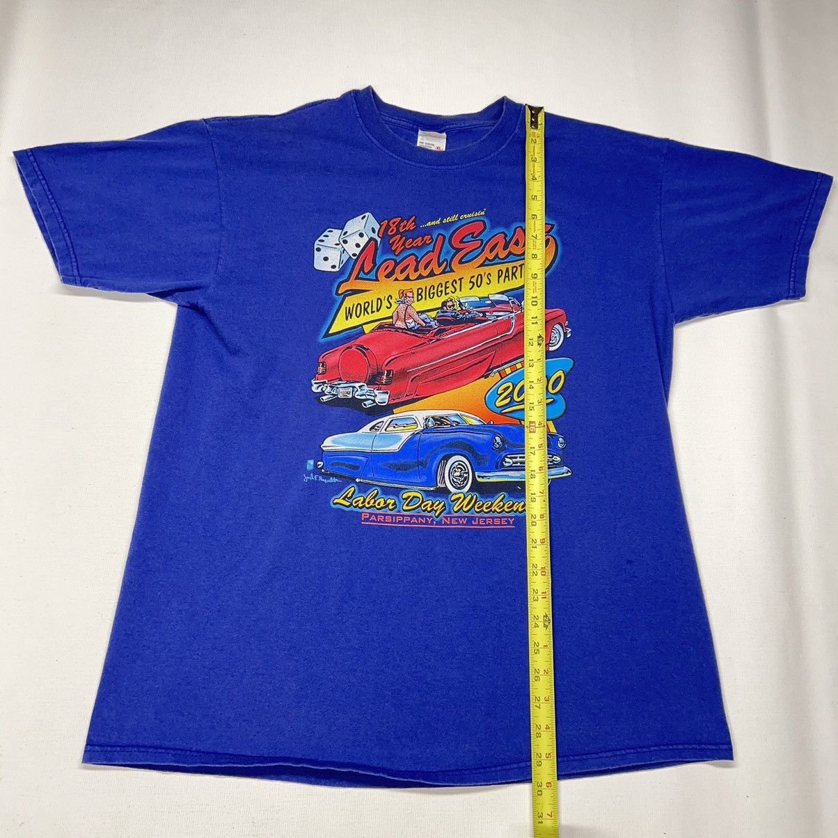 Anvil × Vintage VTG Car Tee Shirt Blue Hot Rod Classic Auto Graphic Retro Size US XL / EU 56 / 4 - 14 Thumbnail