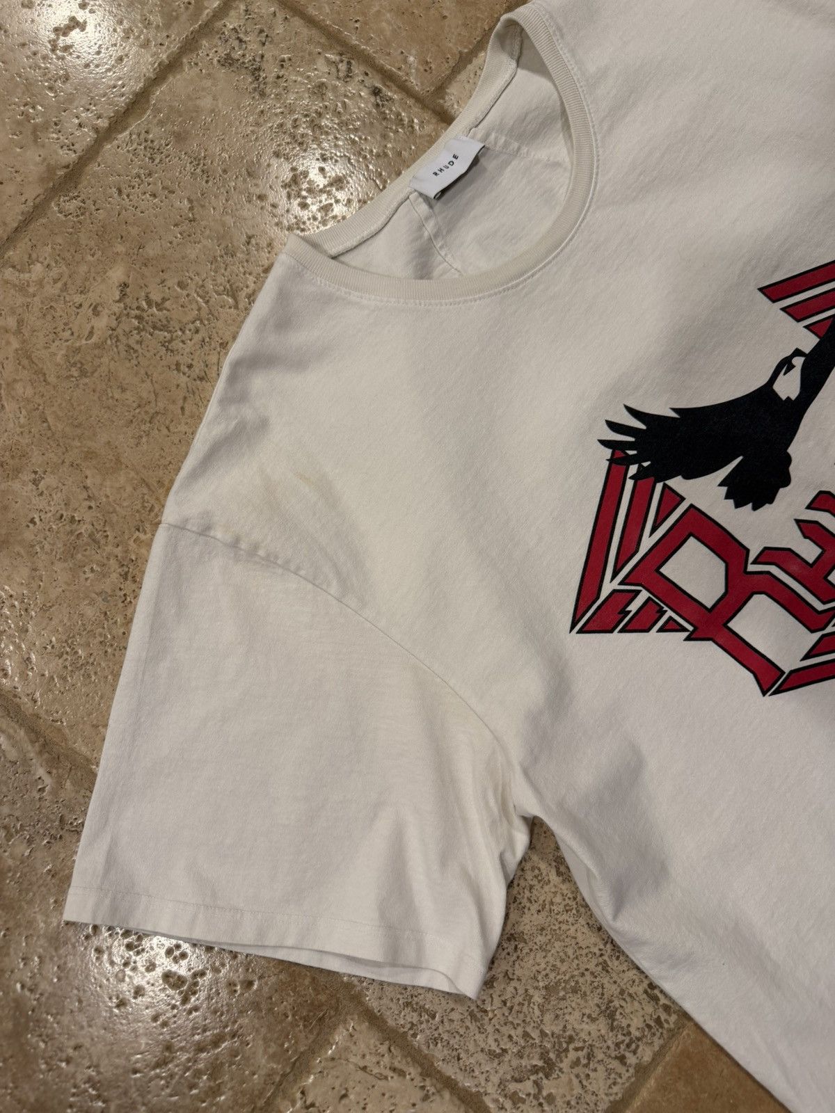 Rhude Rhude Rhanger Rossa Re Eagle Logo Vintage White T-Shirt Size US XL / EU 56 / 4 - 6 Thumbnail