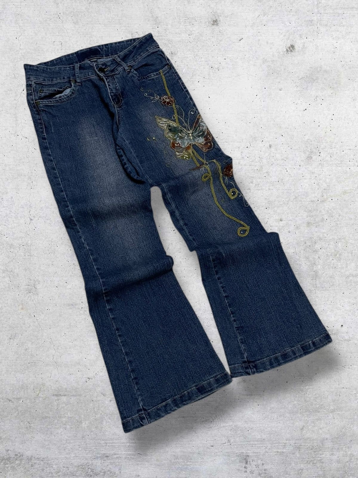 Tornado Mart VINTAGE 90S JAPAN BUTTERY NEPHENTES STYLE EMRBROIDERED FLARE Size US 30 / EU 46 - 2 Thumbnail
