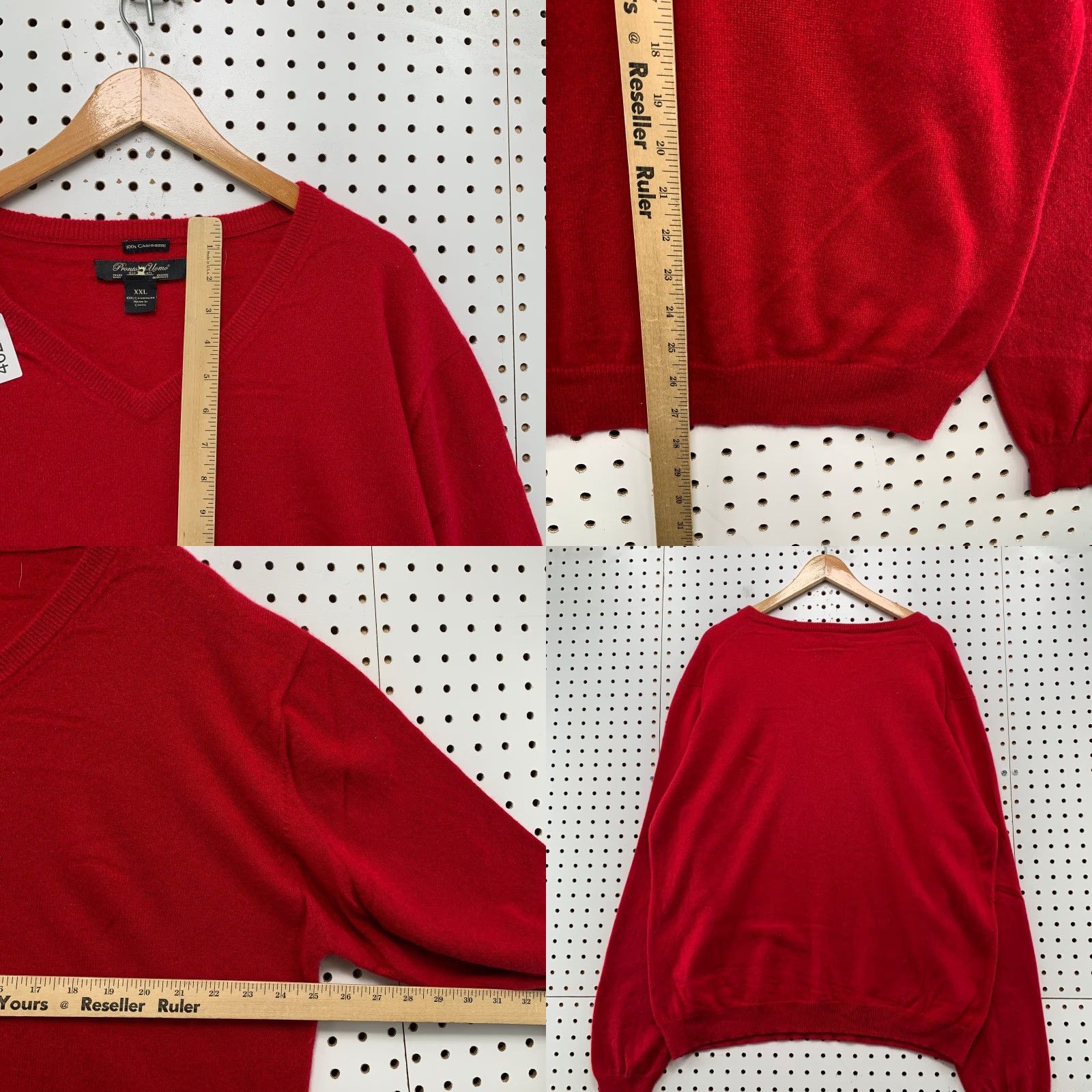 Pronto Uomo Pronto Uomo 100% Cashmere Sweater Mens 2XL Red V-Neck Lightweight Preppy Pullover Knit Shirt Mens Size US XXL / EU 58 / 5 - 8 Thumbnail