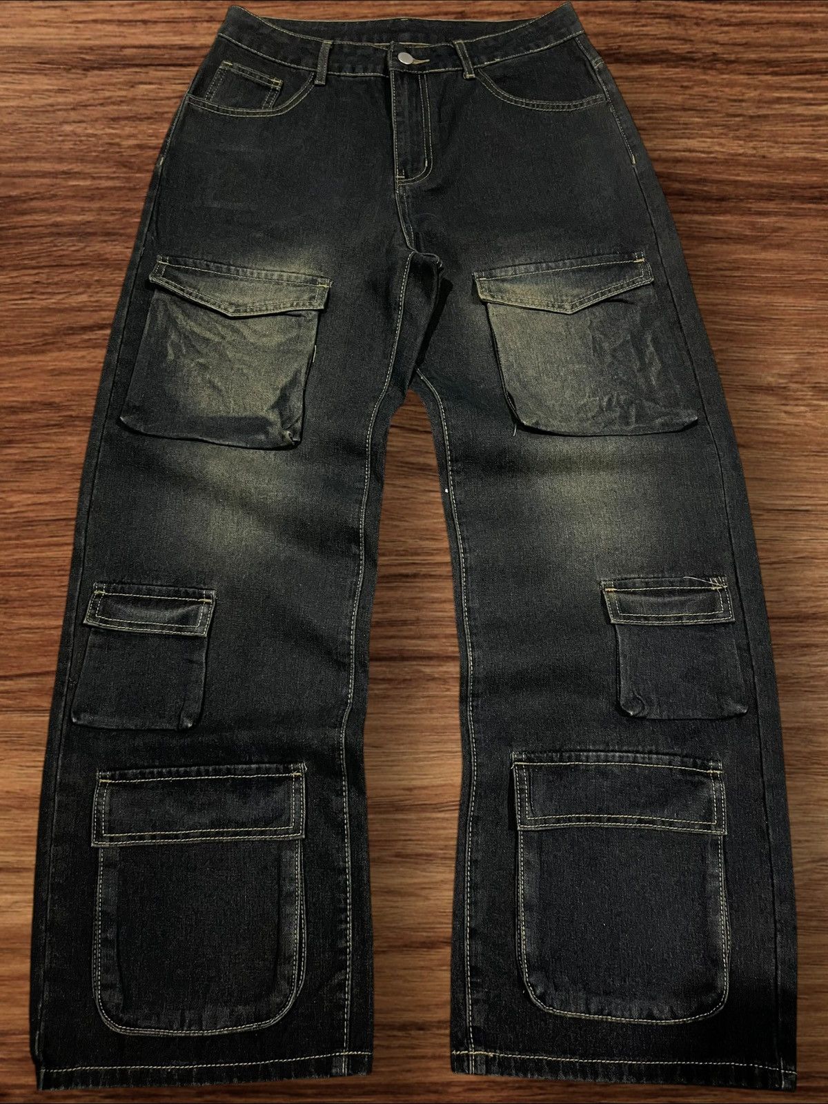If Six Was Nine × Le Grande Bleu (L.G.B.) × Tornado Mart Vintage Hip Hop Style Multiple Pocket Blue Mud Washed Jeans Size US 30 / EU 46 - 1 Thumbnail