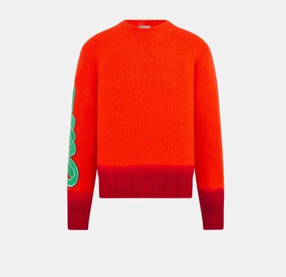 Dior × Kaws o1w1db11025 513M655 Wool Knit Sweater in Orange/Red Size US S / EU 44-46 / 1 - 1 Thumbnail