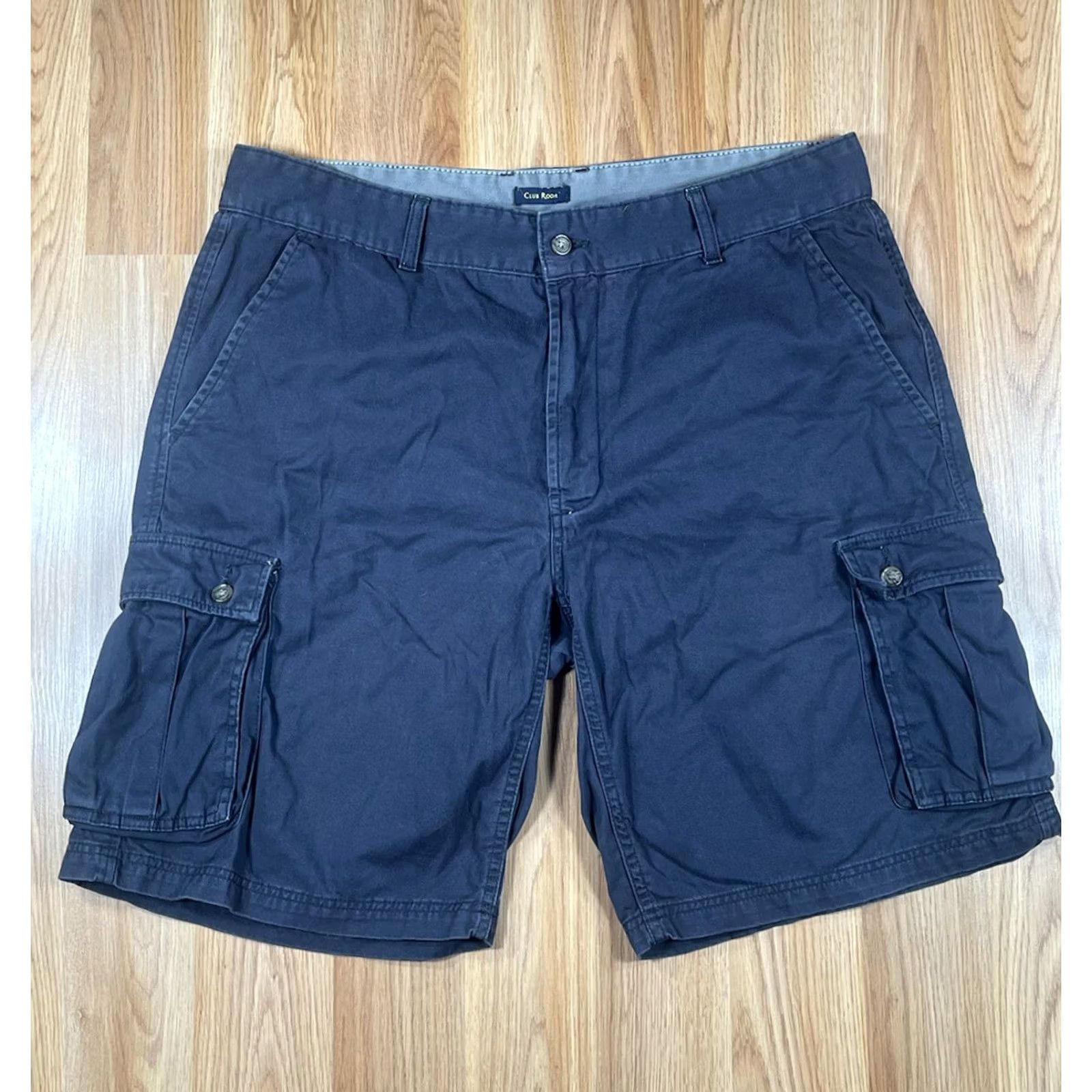 Club Room Club Room Shorts Mens 38 Navy Blue Cargo Pockets Cotton Utility Khaki Canvas 10in Inseam Button Belt Loops Distressed? No. Size US 38 / EU 54 - 2 Thumbnail