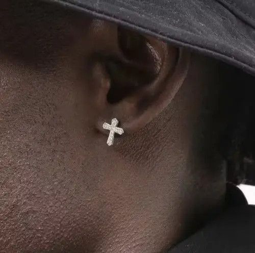 Jewelry Crystal Cross Stone Earrings Gothic Chrome Jewelry God Size ONE SIZE - 2 Thumbnail