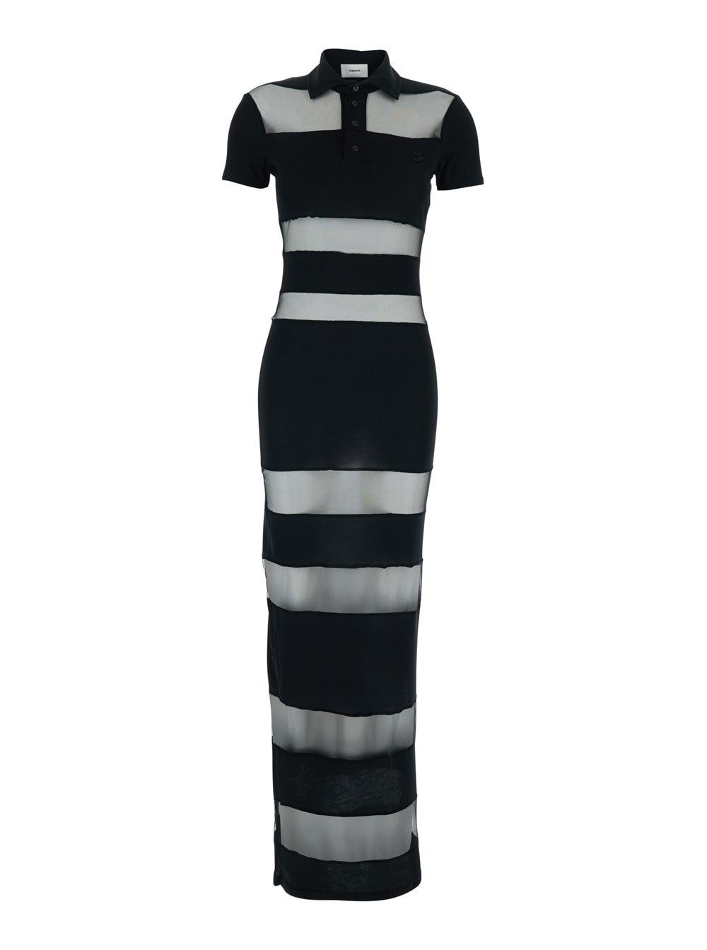 Coperni Black Long Dress with Logo Embroidery on the Front and All-Over Stripes in Cotton Blend Woman Size S / US 4 / IT 40 - 1 Thumbnail