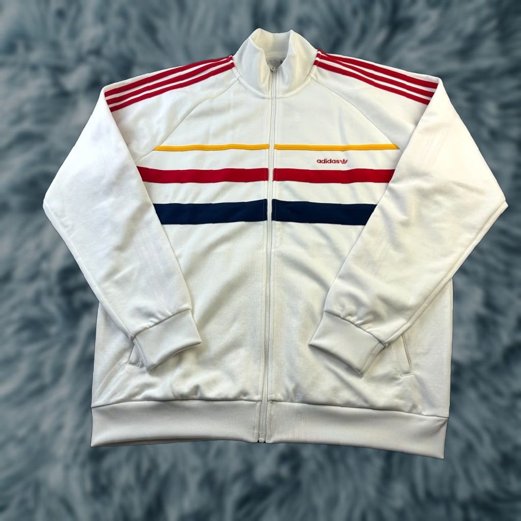 Adidas Adidas Jacket Mens XL White Red Originals Trefoil Firebird Track SST TT Full Zip Size US XL / EU 56 / 4 - 1 Thumbnail